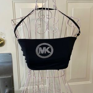 Micheal Kors logo swim top size L Black